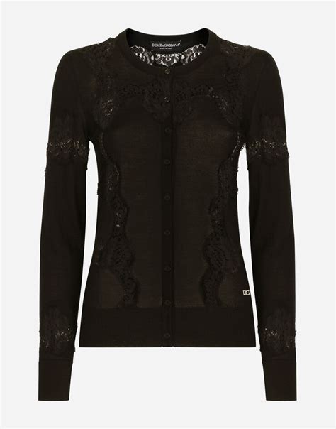 Cashmere and silk cardigan with lace inlay 